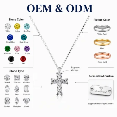 Personalized 925 Sterling Silver Necklace Custom Logo Name Letter Zircon Necklace Round Heart Pear Shape Multi Color Pendant