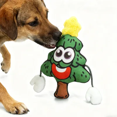 Custom Squeaky Soft Plush Christmas Tree Toys Pet Toys Christmas Dog Chew Toy