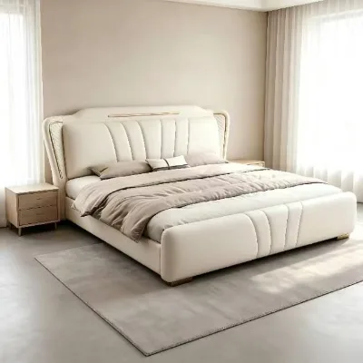 High Density Sponge Soft Bed with Padded Headboard and Comfortable Backrest for Relaxing Bedroom