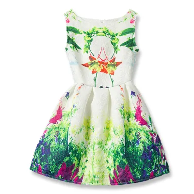 2017 New Product Printed Tree Cotton Sleeveless Kid Clothes for Girl Dress