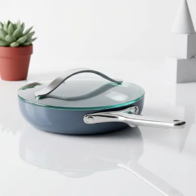 Ceramic Coating Aluminum Fry Pan with Glass Lid , Oven Safe and Compatible with All Stovetops (Gas, Electric and Induction)