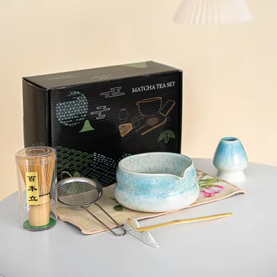 Japanese- Set Matcha Bowl Spout Strainer Tea (Bowl) Cup Holder-100 Benli Ceramic Cross-Border