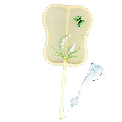 Handmade Silk Fan Skeleton Design Bamboo Frame Painted Technique Elegant Flower for Kindergarten Decorations Children's DIY