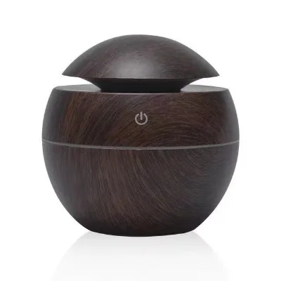 USB Aroma Diffuser Electric Essential Oil Humidifier Mini Ultrasonic Wood Grain LED Night Light for Car & Household Use