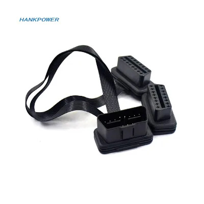 2 in 1 OBD2 16Pin Male to Female Car Diagnostic Scanner Extension Cable OBDII Convert Connector Flat Cable