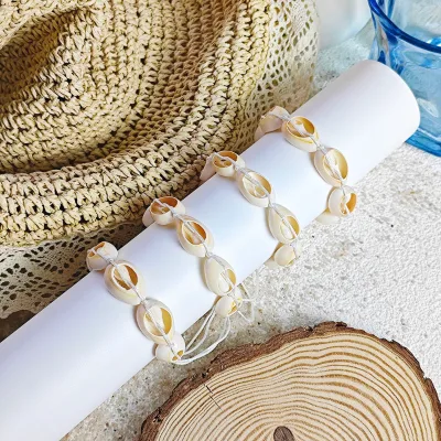 Natural shell bracelet Europe and the United States cross-border creative color rope beach couple personality simple rope
