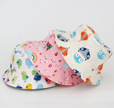 New Colorful Animal Pattern Kids Outdoor Leisure Sun Hat Cartoon Foldable Basin Sun protection Bucket Hats Caps