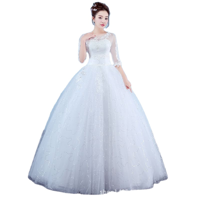 White Color off Shoulder Bride Dress Wedding Dress Lace OEM Custom Bridal Wedding Dress