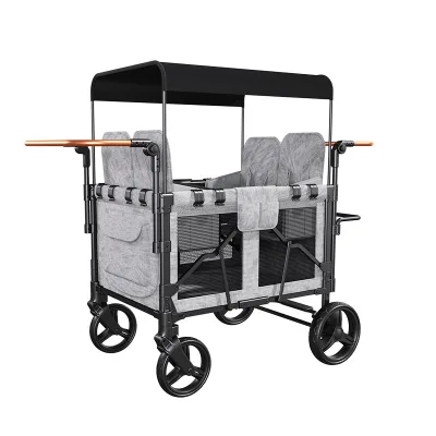 High Quality Garden Beach Folding Hand Carts Trolley 4 Babies Collapsible Stroller Wagon Camping Wagon for Kids