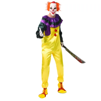 Halloween Carnival Party Clown Back Soul Costumes Men's Classic Horror Clown Costume