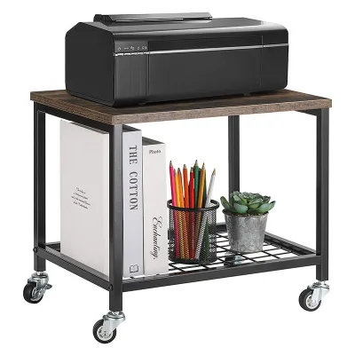 Kitchen Storage Holders 2 Layer Solid Wood Metal Frame Shelf Appliances Rack Cabinet