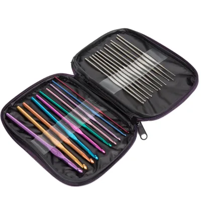 22pcs Multicolor Crochet Needles Set Aluminum Handle Knitting Needles Sewing Needles 0.6~6.5mm Nice Gift for Women