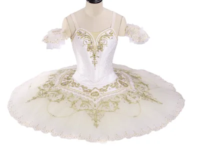 Tutu Profesional Cisne Blanco 12 Layer Stiff Tulle Classical Pancake Tutu White Snow Queen Swan Lake Ballet Tutu Costume Adult