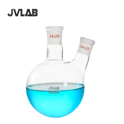 Two Necked Straight Mouth Round Bottom Flask Borosilicate Glass 5-100ml