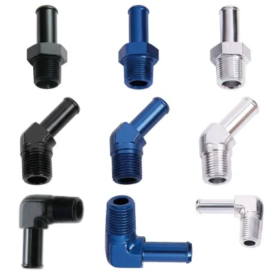 Aluminum Male NPT to Hose Barb Adapter Straight 45 90 Degree Fuel Oil Fitting 1/8 1/4" 3/8" 1/2 5/16" Inch NPT Pipe Fittings