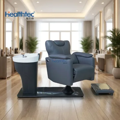 Factory Direct Sales of High-end Comfortable Electroplating Barber Shop Dedicated Semi-lying Shampoo Bed