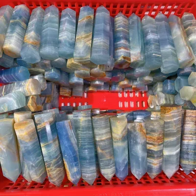 Wholesale Natural Crystal Craft Blue Onyx Point Natural Stones Tower Healing Stone for Reiki Home Decor