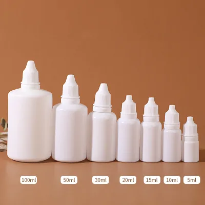 Multiple Sizes of Plastic Droppers White Opaque Pointed Dropper Bottle Squeeze Liquid Plastic Vial