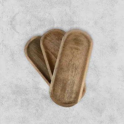 Natural Acacia Wood Tablewares Food Serving Tray Dish Plates Bowl for Charger Dinner