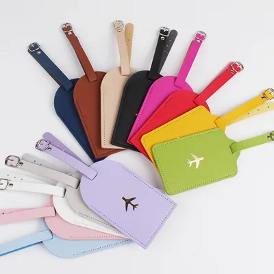 BSBH Simple Logo Solid Color Smooth Soft Pu Leather Luggage Tag Privacy Protection Adjustable Luggage Tag