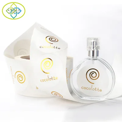 Custom Waterproof Cosmetic Bottle Labels Rose Gold Foil Logo Stickers for Perfume & Lipstick with Clear Vinyl