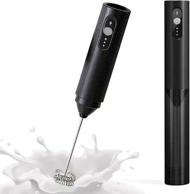 3 Speeds Rechargeable Milk Frother Hand Drink Mixer Wand Handheld Portable Coffee Frother for Coffee, Lattes, Cappuccino