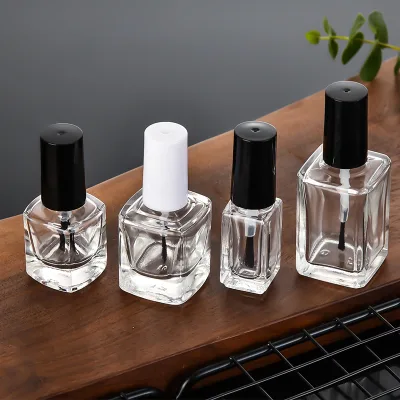 Square glass nail polish bottle custom empty nail polish bottle clear nail polish bottles with cap and brush