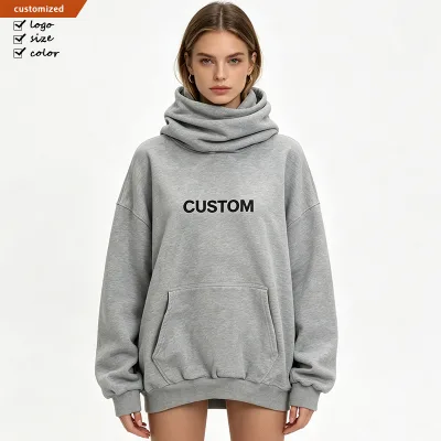 Custom Edgy Vintage Washed Minimalist Embroidered Logo Hoodie Oversized Streetwear Pullover Scarf Hoodies Manufacturer