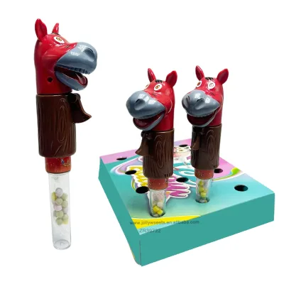 Wholesale Plastic Press Sugar Tube Toy Animal Donkey Strap Sound Toy