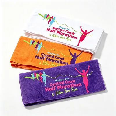 Low MOQ Customized Marathon Towels 100% Cotton Printed Slogan Rally Towel for Sports Events with logo