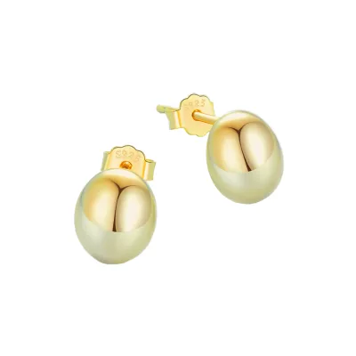 Hip Hop Punk 925 Sterling Silver Gold Plated Egg Ball Teardrop Comma Stud Earrings Fashion Minimalist Earrings for Women