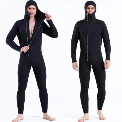 Wholesale Custom Logo Mens 5mm Front Zipper Blind Stitching Cold Water Warm Hoodie Long Full Diving Wetsuit
