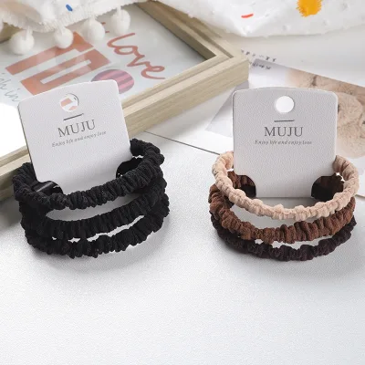 3Piece of High Wrinkle Hair Ties High Elastic Cloth Hair Rope Hair Accessories High Ponytail Rubber Band