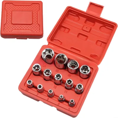 ATLIFIX 14-piece Socket Wrench Set Made Chromium Alloy Steel Mirror Polished Finish Featuring 3 Types Drive Interfaces Repair