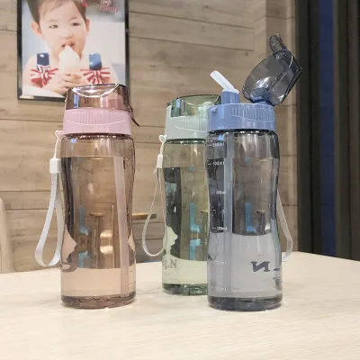 Sports Straw Cup Large Capacity Plastic Boys Girls Heat-Resistant Portable Summer Simple Drop-Resistant Leak-Proof Solid Color