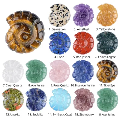 Wholesales Latest Natural Amethyst Conch Carving Crystal Healing Stones Sea Snail Figurine for Diy Teaching Specimens Gift