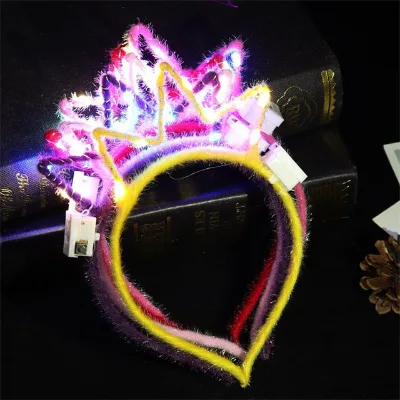 Wholesale Flower Crown Glow Headband Colorful Cheap Luminous Led Cat Ear Headband for Gift Party Birthday
