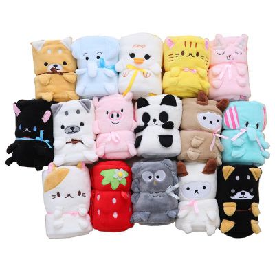 80*100cm Two-sided Soft Baby Gift Cute Cartoon Animal Home Blankets Folded Portable Plush Coral Velvet Blanket