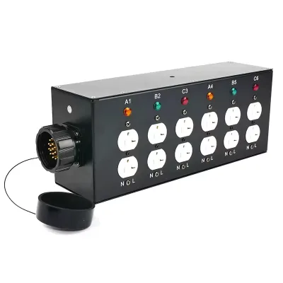ABCCABLS 6 Channel Stage Power Distro Box 12 US NEMA Sockets 24Pin Input Power Splitter