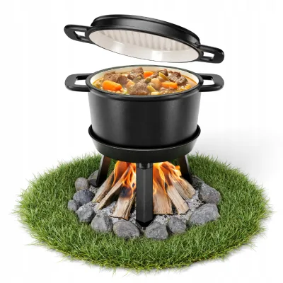 5/8/10/15L Custom Multifunctional Enameling Coating Cast Iron Hunting Pot for Camping Household Cooking with Pan