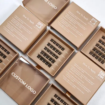 Factory Wholesale DIY Cluster Lashes Mixed Length Natural Curl Precut Lash Clusters Private Label Eyelash Extension Luxury Box