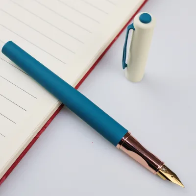 GemFully B2binchina Fancy Stationery ultra flex fountain nib pen Navy Blue and Gold Accent Pens with Company logo