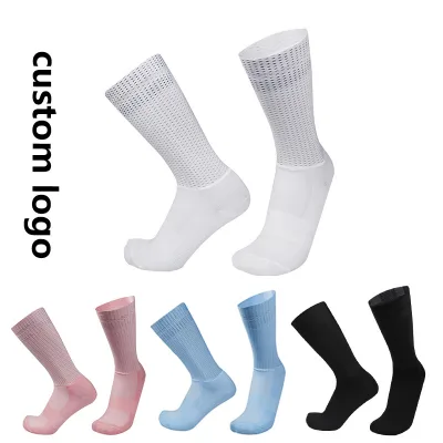 Custom Bike Team Cycling Socks Men Women Seamless Silica Gel Non-slip Sports Socks Breathable Mesh Racing Car Bicycle Socks