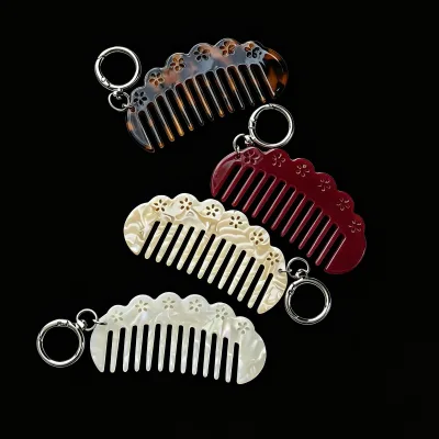 Custom Styles Acetate Comb Cloud Wave Shaped Hollow Flower Element for Women Daily Use Keychain Combs Bag Charms Accessories