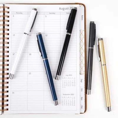Promotional Customized Logo Pen Gel Fine Point Metal Pen Black and Blue Ink Gel Pen