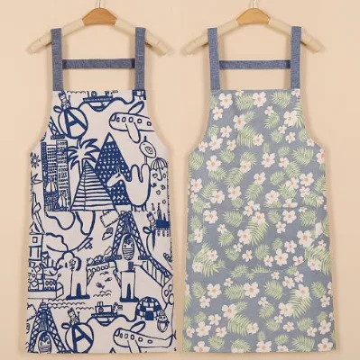 Stain-Proof Cotton Cloth Waist Kitchen Apron Sleeveless Suspenders