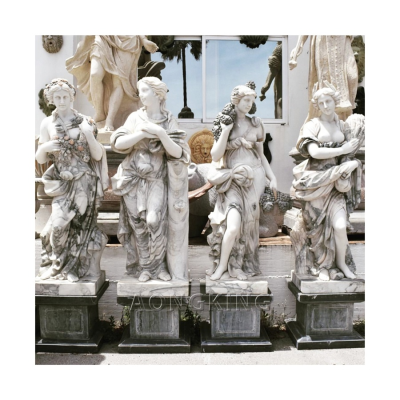 Life-Size Four Seasons Goddess Stone Carvings and Sculptures Elegant Statues