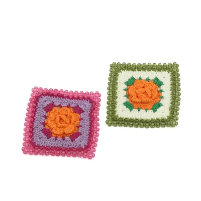 New Design Handmade Crochet Beading Motif Granny Crochet square Crochet coaster DIY Clothing Accessories