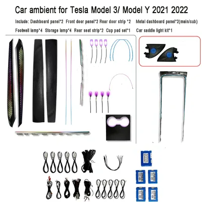2023 New Car Interior Atmosphere Laser Engraving Ambient Light for TSL Model3 ModelY Ambient Lighting Kit