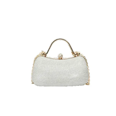 Urban Simplicity Box Bag Autumn 2023 New Trendy Chain-Strap Evening Clutch Sparkling Rhinestone Women's Shoulder Crossbody Bag